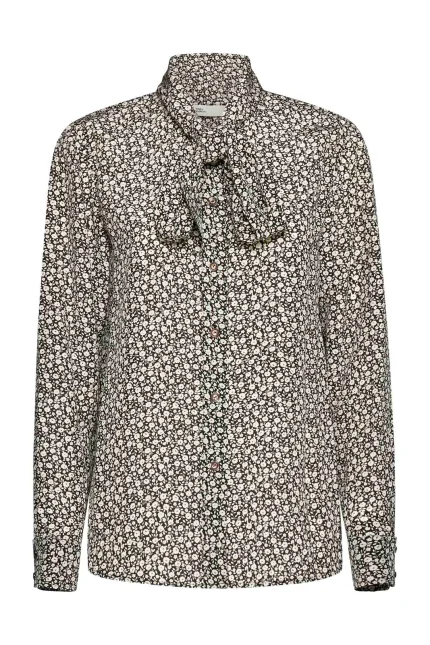 Tory Burch Ditsy Floral Printed Bow Blouse