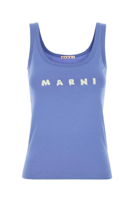 Marni Logo-Printed Scoop Neck Tank Top