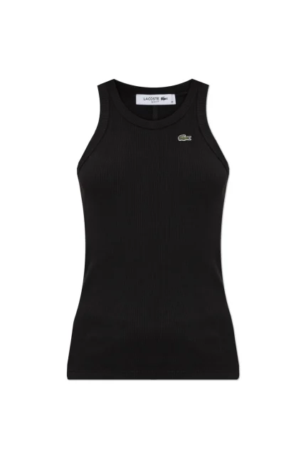 Lacoste Ribbed Tank with Logo Patch