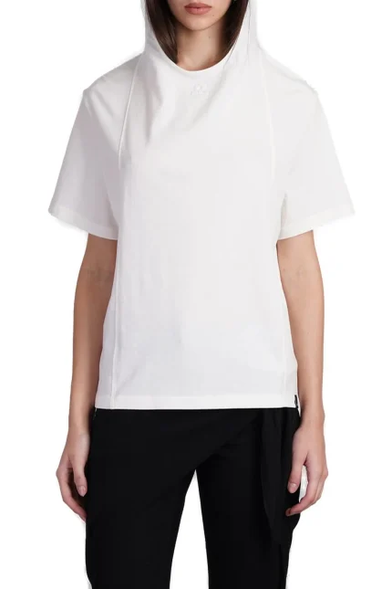 Courrèges Logo Embroidered Hooded T-Shirt