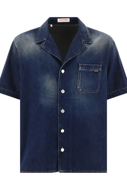 Valentino Straight Hem Denim Bowling Shirt