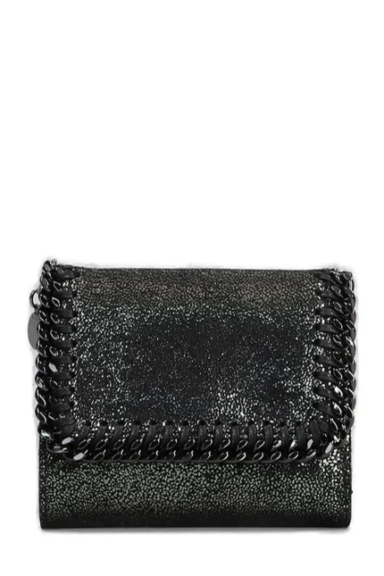 Stella McCartney Chain-Link Trim Small Flap Wallet