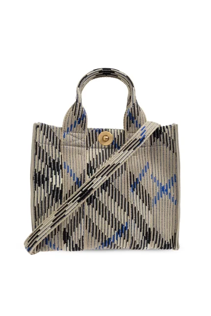 Burberry Mini Checked Knitted Top Handle Bag