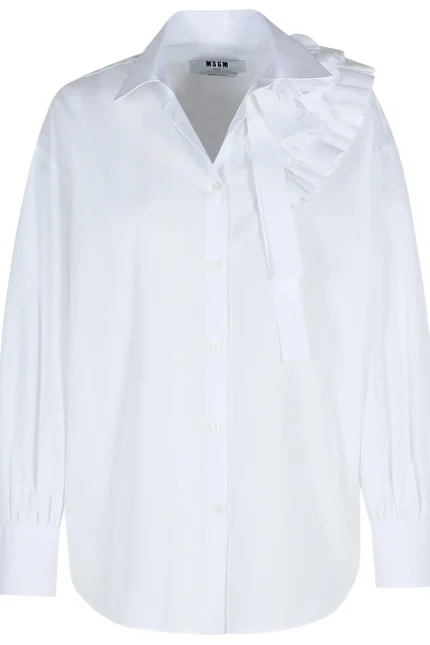 MSGM Draped Detailed Long-Sleeved Shirt