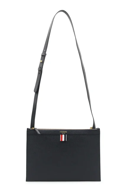 Thom Browne Logo Printed Pebbled Crossbody Bag