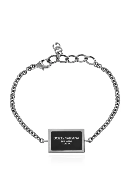 Dolce & Gabbana Logo Plaque Cable-Link Chain Bracelet