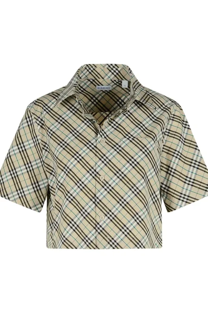 Burberry Short Sleeved Checked Cropped Shirt