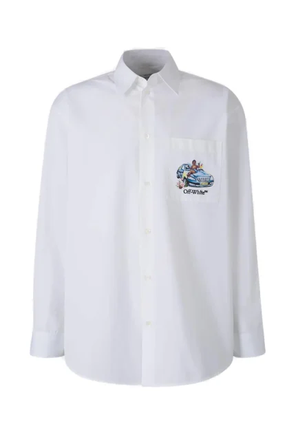 Off-White Logo Embroidered Button-Up Shirt