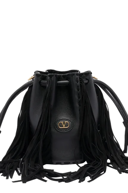 Valentino VLogo Signature Fringed Edge Bucket Bag