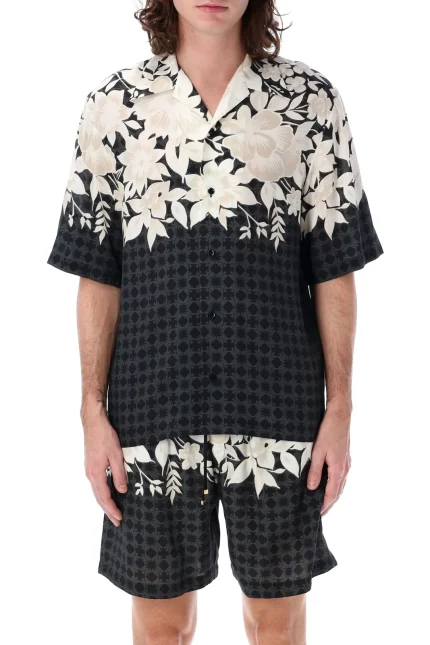 Amiri Short-Sleeved Floral Printed Shirt