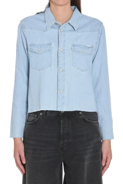Mother The Super Exs Step Frayed Cropped Shirt