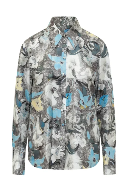 Tory Burch Graphic Printed Cuffed Shirt