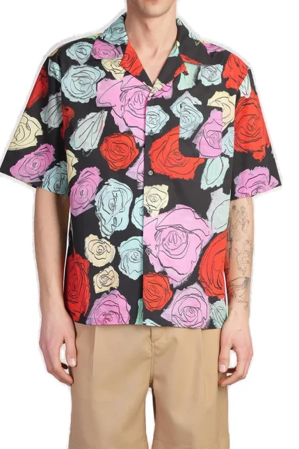 Marni Orion Print Poplin Bowling Shirt