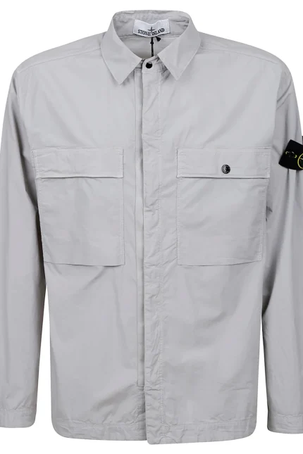 Stone Island Logo Patch Long Sleeved Overshirt