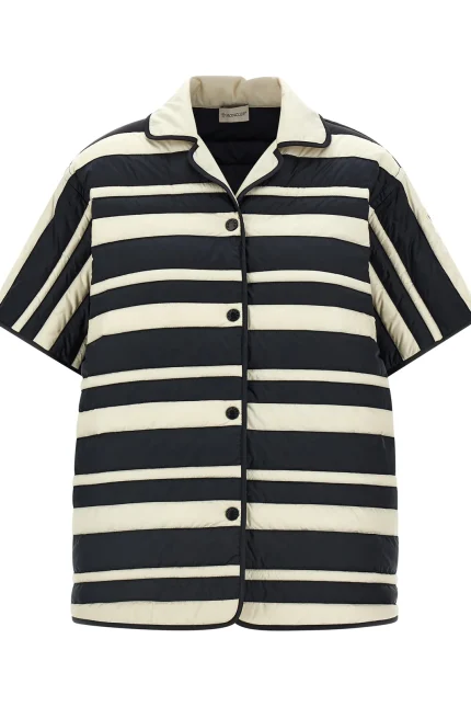 Moncler Striped Collared Short-Sleeve Shirt