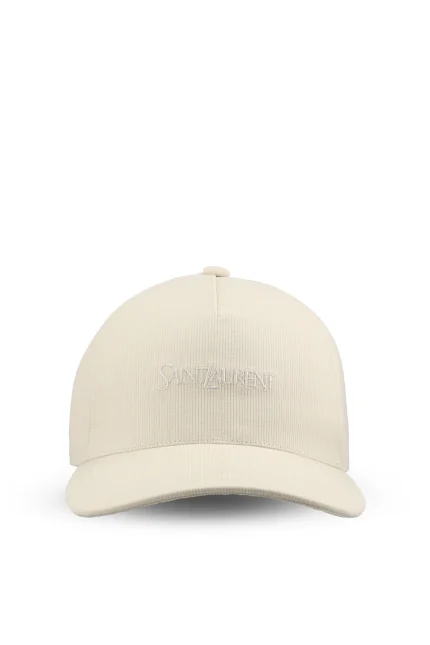 Saint Laurent Logo Embroidered Corduroy Baseball Cap