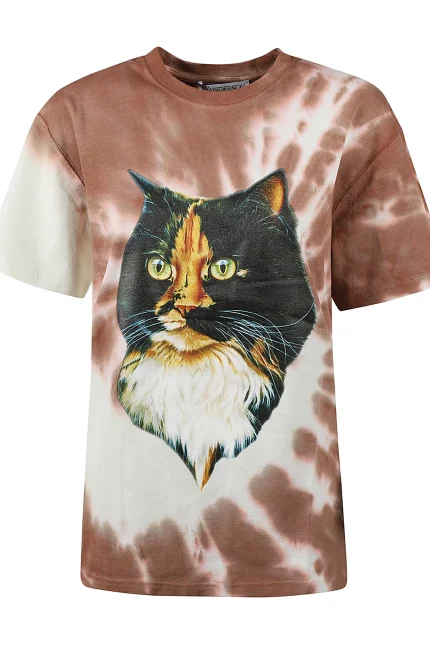 JW Anderson Cat Printed Tied-Dye T-Shirt