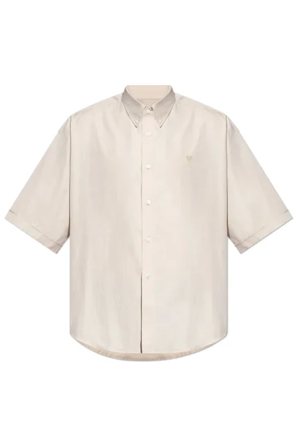 AMI Paris Logo Embroidered Short-Sleeved Shirt