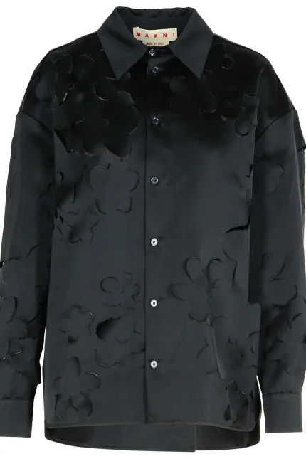 Marni Cut-Out Detail Duchess Satin Shirt