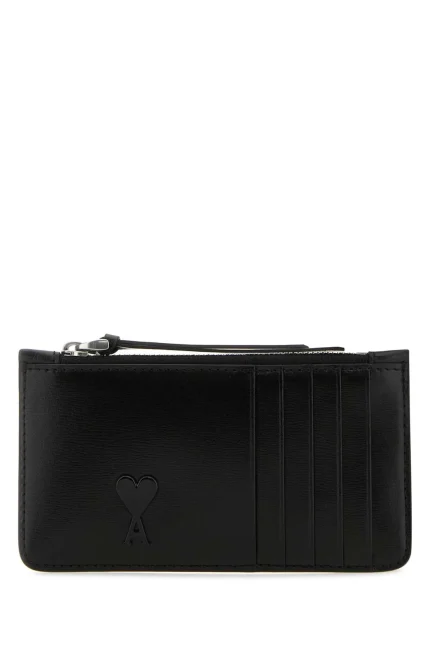 AMI Paris Logo Plaque Zip-Up Card Holder