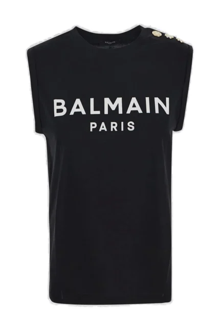 Balmain Logo Printed Sleeveless Tank Top
