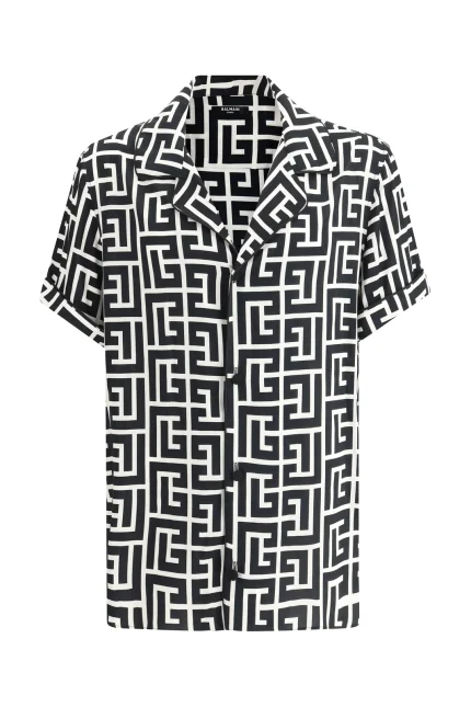 Balmain Monogram Printed Short Sleeved Shirt