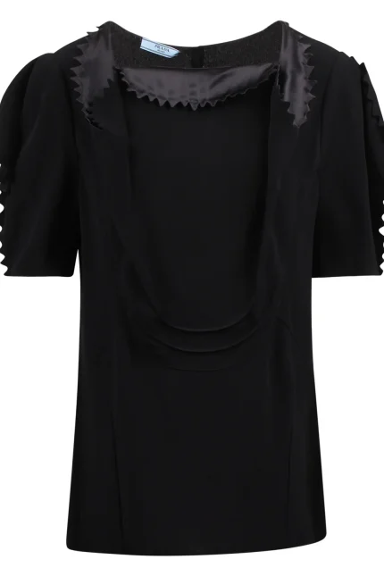Prada Cady Square-Neck Crepe Top