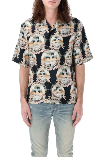 Amiri All-Over Palm Printed Bowling Shirt