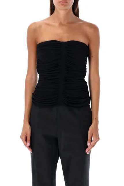 Saint Laurent Strapless Ruched Bustier