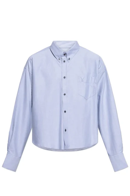 AMI Paris Cropped Oversized Oxford Shirt