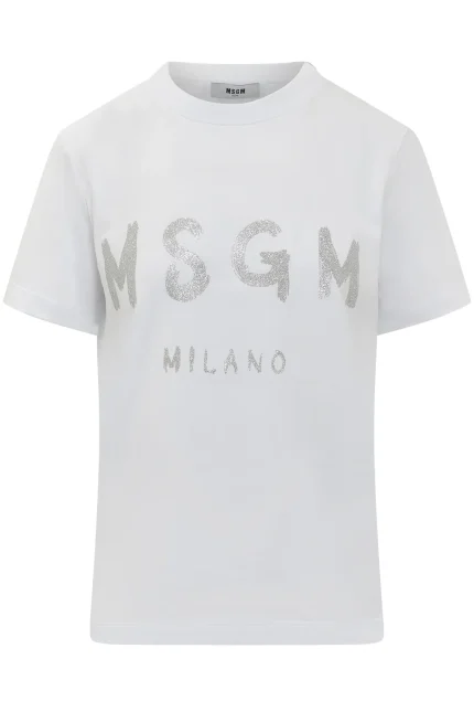 MSGM Logo Printed Crewneck T-Shirt