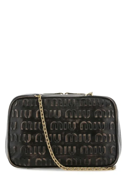 Miu Miu Logo Embossed Zipped Shoulder Bag