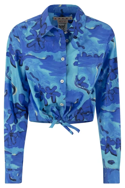 Marni Abstract Floral Printed Ruched Shirt