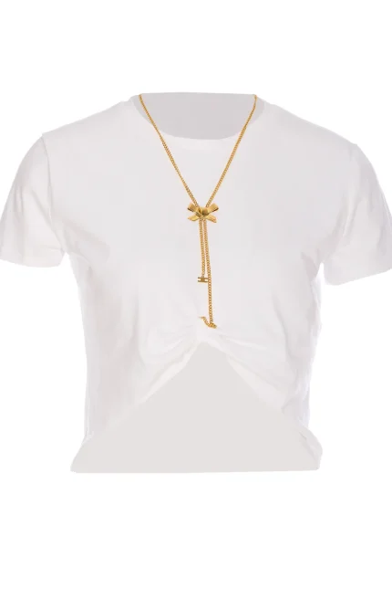 Elisabetta Franchi Bow Necklace Jersey T-Shirt