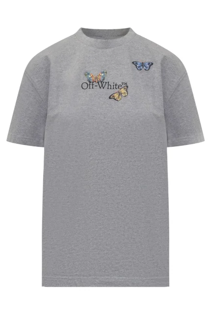 Off-White Bookish Butterfly Straight Hem Crewneck T-Shirt