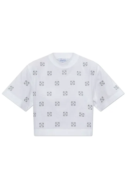 Off-White All-Over Logo Cropped T-Shirt