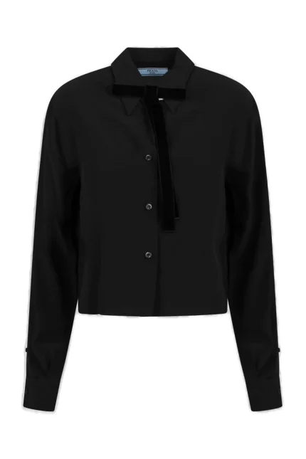 Prada Bow-Detailed Cropped Shirt