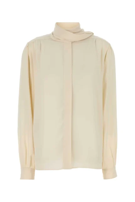 Prada Scarf-Detailed Long-Sleeved Shirt