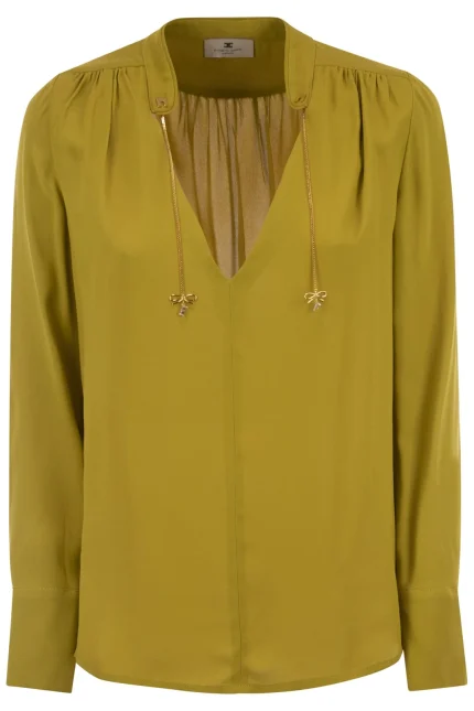Elisabetta Franchi V-Neck Ruched Blouse