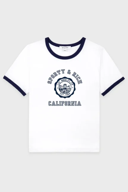 California Emblem Ringer Tee - White/Navy
