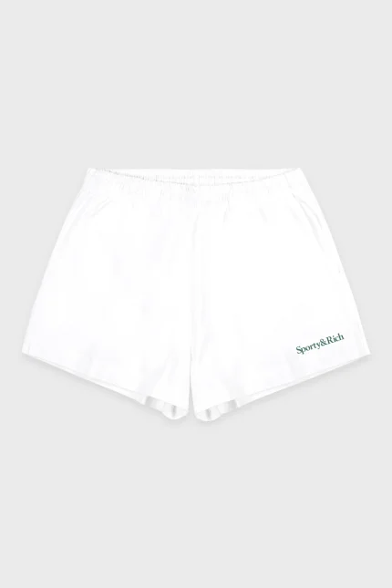 Serif Logo Disco Short - White/Forest