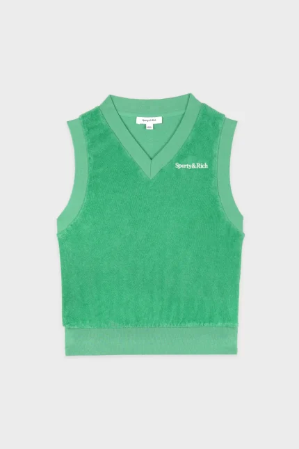 Serif Logo Terry Vest - Verde/White