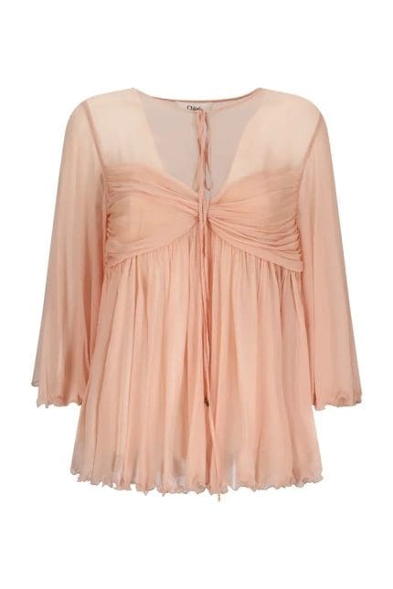 Chloé Pleated Ruffle Detailed Top