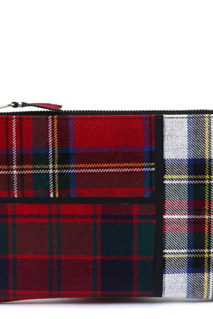 Comme des Garçons Wallet Checked Patchwork Clutch Bag