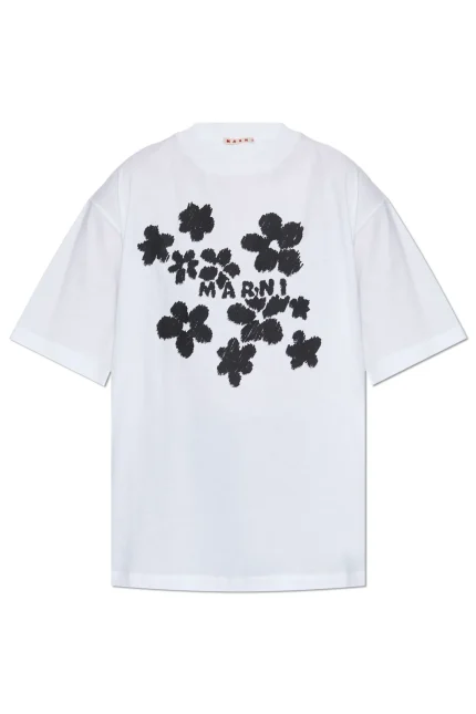 Marni Floral Printed Crewneck T-Shirt