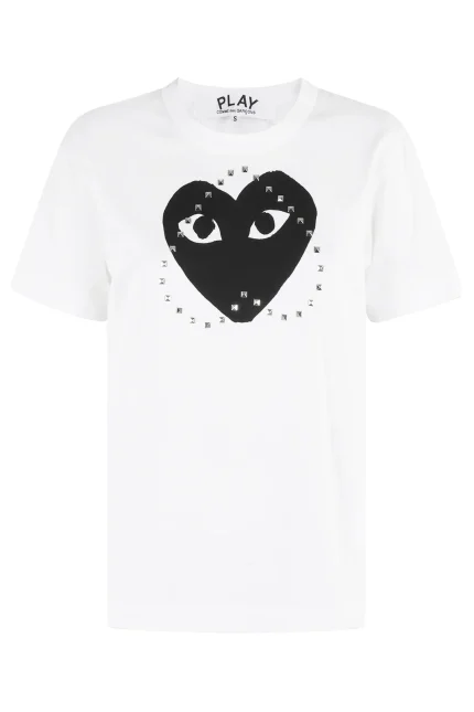 Comme des Garçons Play Embellished Logo Printed T-Shirt