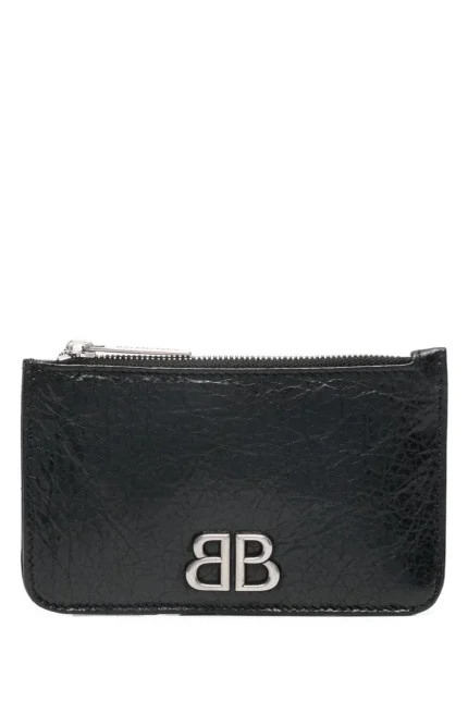 Balenciaga Logo Plaque Zipped Wallet