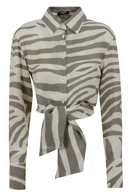 Balmain Animal Printed Cropped Shirt