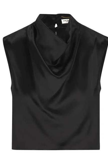 Saint Laurent Cowl-Back Crop Top