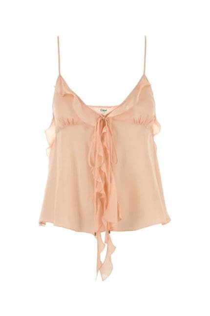 Chloé Ruffled Spaghetti Strap Top